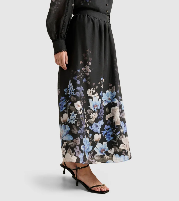 forever new  LIZZY Placement Printed Midi Skirt for Women | Best Price UAE
